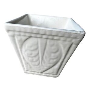Hull USA‎ 4" Square White Ceramic Pottery Planter  A3